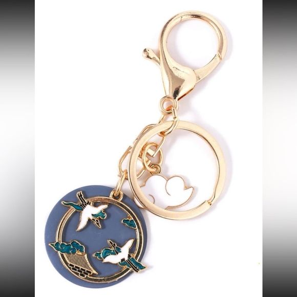Meaningful Moments Design Handbags - NEW! White Crane Clouds Keychain/Bag 🎒👜 Charm ~ 🎁 Good Fortune Grace